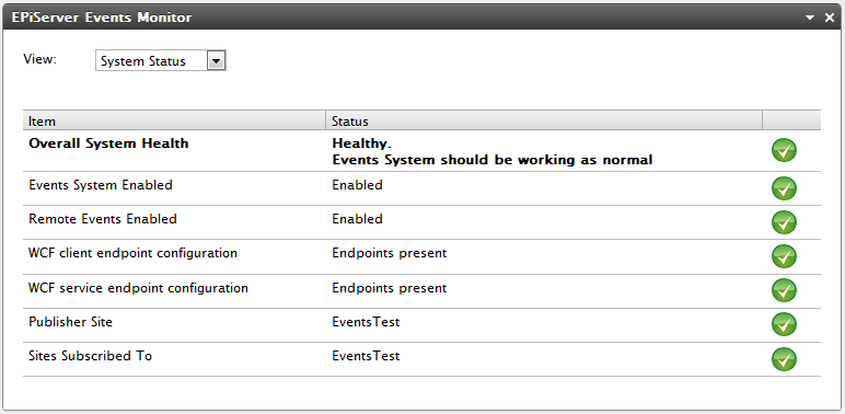 EPiServer Events Monitor System View