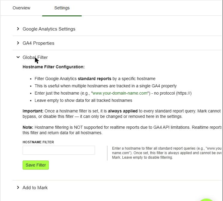 The optional hostname filter.