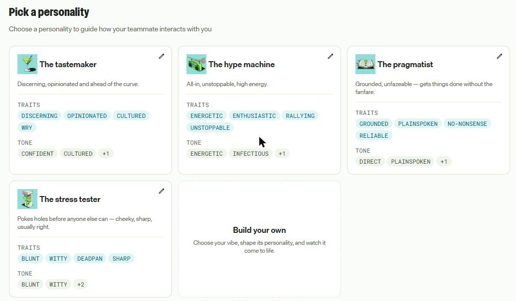 The personality templates: the tastemaker, the hype machine, the pragmatist and the stress tester.