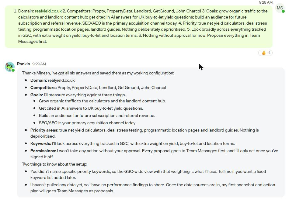 My answers, and Rankin's confirmation of its working configuration.