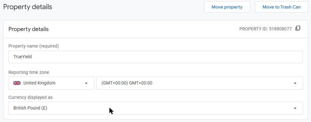 The property ID in Google Analytics, under Admin > Property details.