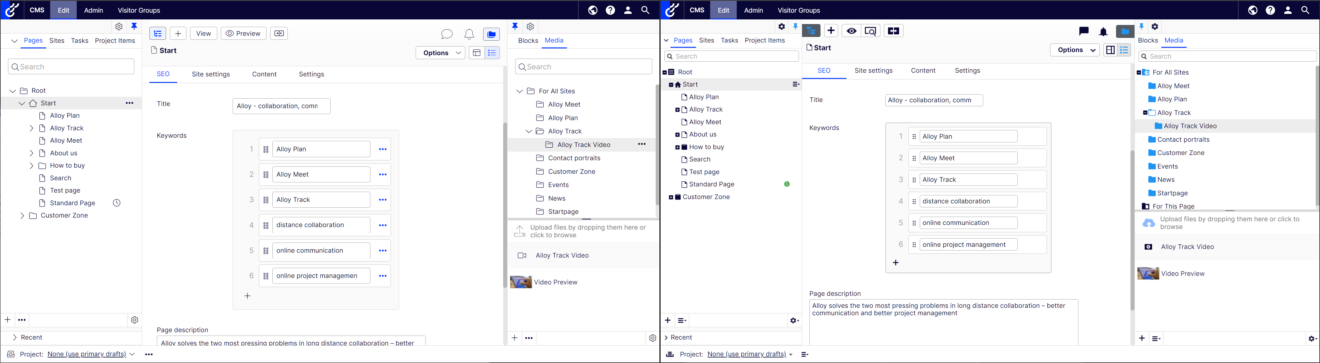 A comparison of form edit between 12.7.0 (left) and 12.2.0 (right).