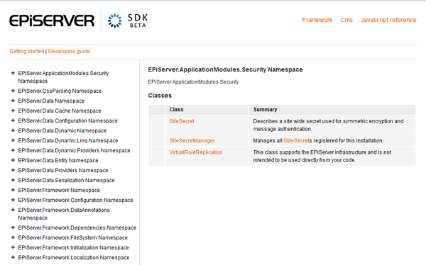EPiServer 7 SDK - Class libraries, developer guides