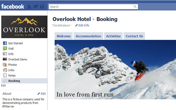 Personalized content for a skiing enthusiast on Facebook