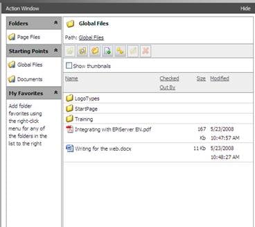EPiServer CMS file manager view
