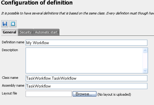 Image of the workflow definition in EPiServer CMS.