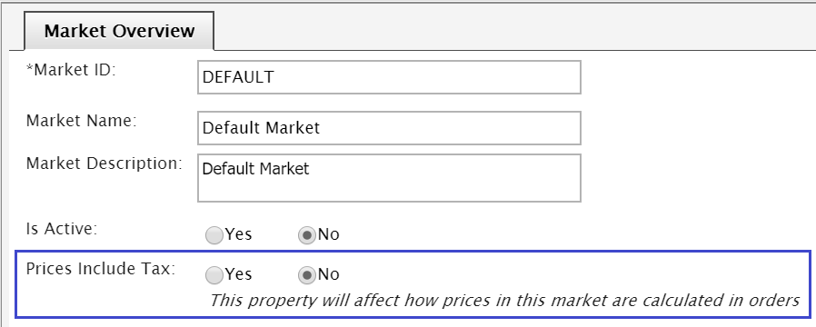 PicesIncludeTax setting on market