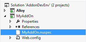 NuSpec file in the add-on project