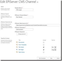 EPiServer CMS Channel settings in SharePoint 2013