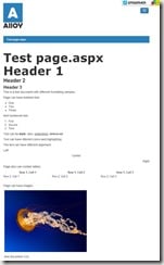 The test page on the Alloy site